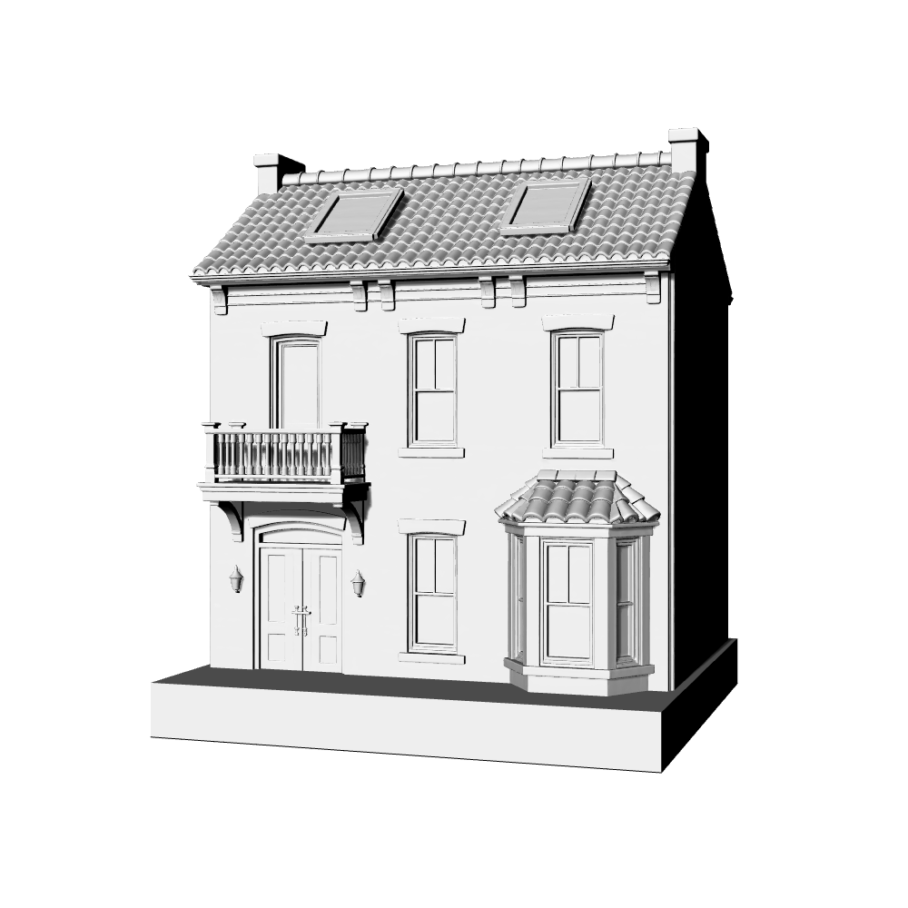 MRY-SFW LYTB603B Miniature Scene Building Model European Neoclassical Two Story Townhouse Single Building Model Desktop Decoration Ornament 3D Printing Model