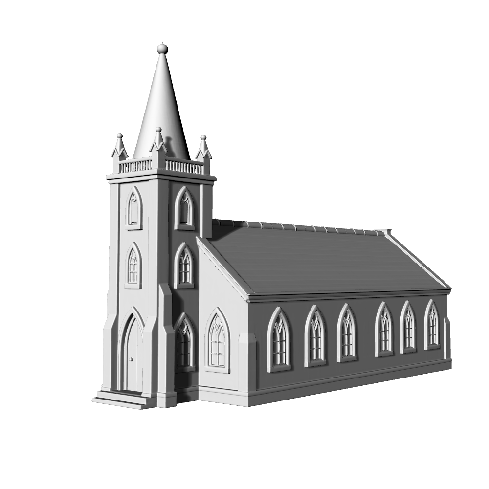 MRY-SFW LYTB604 Miniature Scene Building Model Gothic Revival Rectangular Church Building Model Ornament Desktop Decoration 3D Printing Model