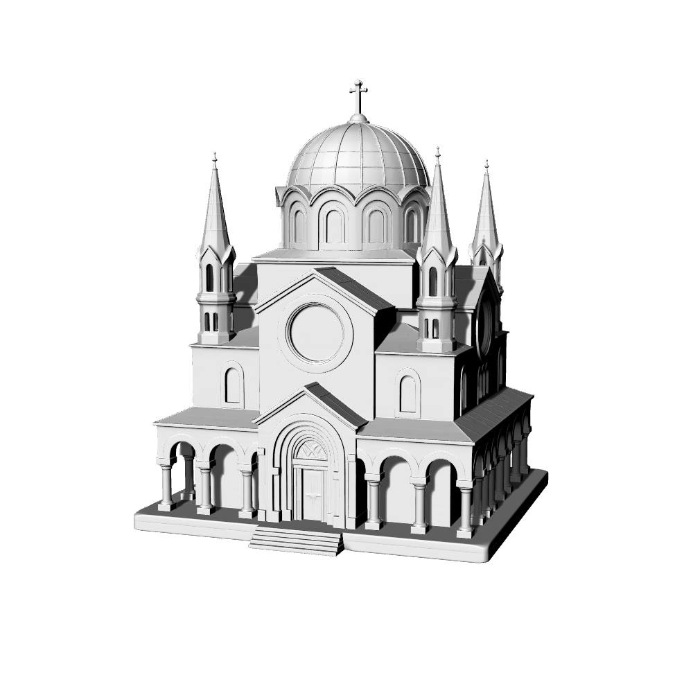 MRY-SFW LYTB612B Miniature Scene Building Model Byzantine Style Church Decoration Orthodox Church Building Desktop Decoration 3D Printing Model