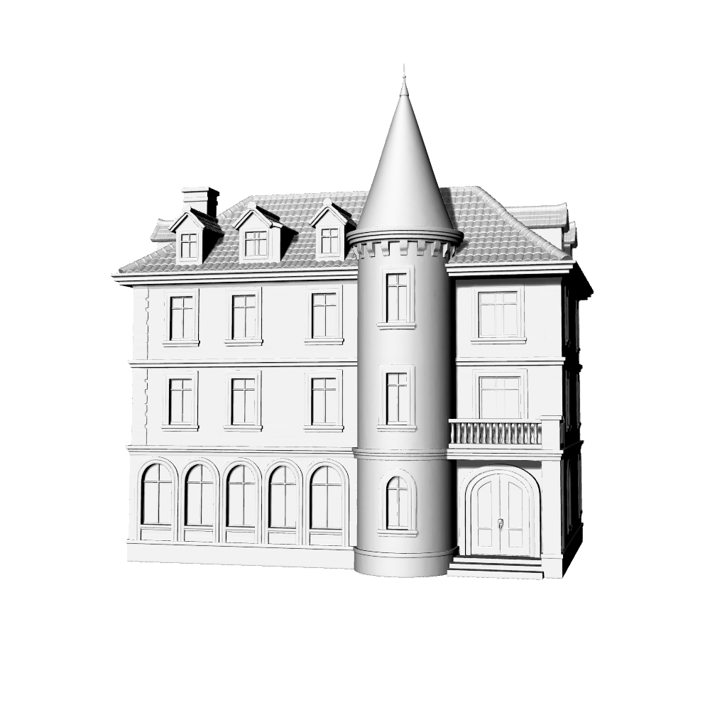 MRY-SFW LYTB616C Miniature Scene Building Model European Tower Row House Model Country Style Building Decoration Desktop Ornament 3D Printing Model