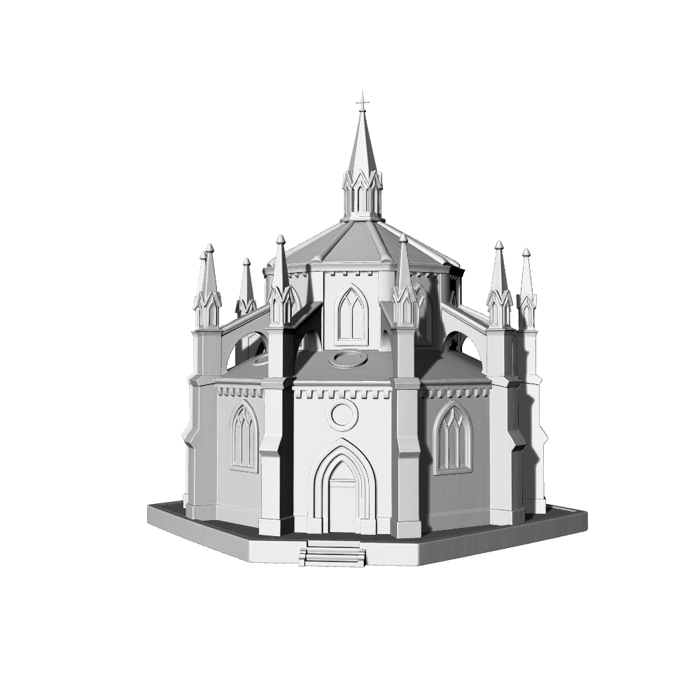 MRY-SFW LYTB617C Miniature Scene Building Model Gothic Round Church Religious Building Desktop Decoration 3D Printing Model