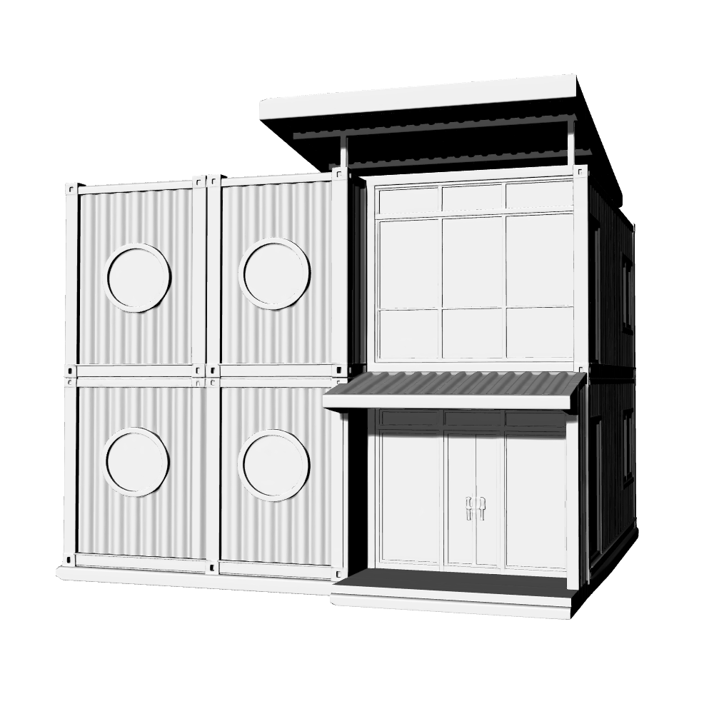 MRY-SFW LYTB623A Miniature Scene Building Model Modular Container Shop Model Retro Industrial Style Miniature House 3D Printing Model