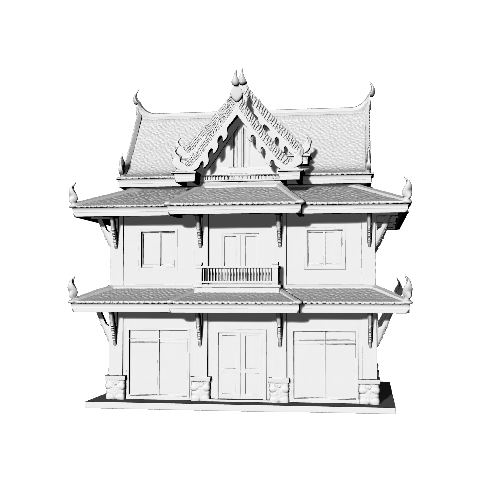 MRY-SFW LYTB624D Miniature Scene Building Model Southeast Asian Thai Style Commercial Building Miniature Building Ornament 3D Printing Model