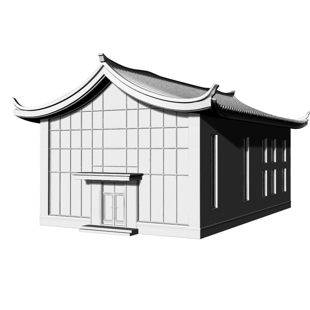 MRY-SFW LYTB627B Miniature Scene Building Model New Chinese Style Building Model Modern Chinese Style Exhibition Hall Miniature Ornament 3D Printing Model