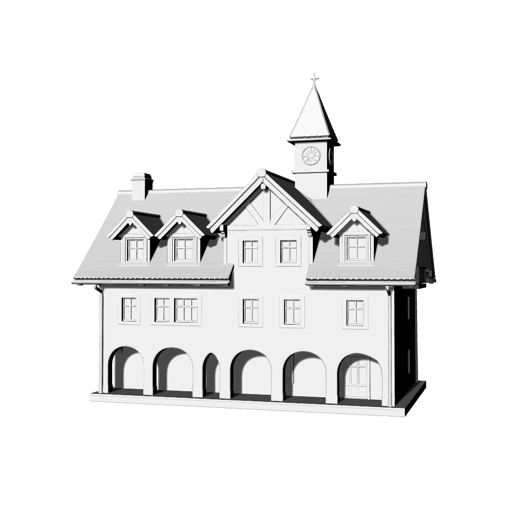MRY-SFW LYTB628A Miniature Scene Building Model Swiss Town Railway Station Sand Table Ornament Retro Town Style Miniature House 3D Printing Model