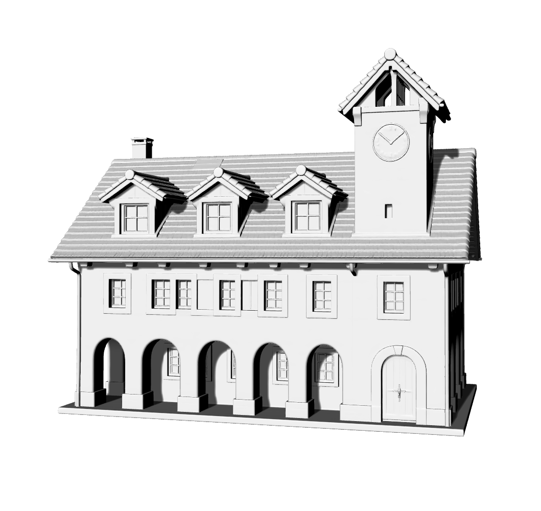 MRY-SFW LYTB628B Miniature Scene Building Model Swiss Town Railway Station Sand Table Ornament Retro Town Style Miniature House 3D Printing Model