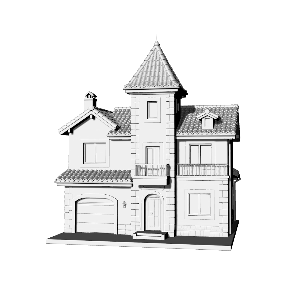 MRY-SFW LYTB632A Miniature Scene Building Model American Pastoral Style Detached Villa Building Miniature Building Ornament 3D Printing Model
