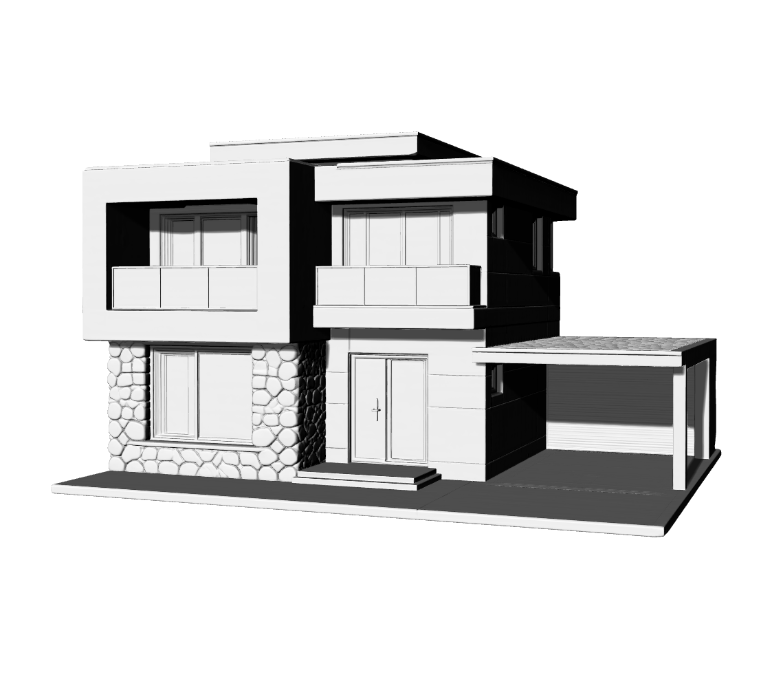 MRY-SFW LYTB634A Miniature Scene Building Model Modern Minimalist Style Detached Villa Desktop Decoration Ornament 3D Printing Model