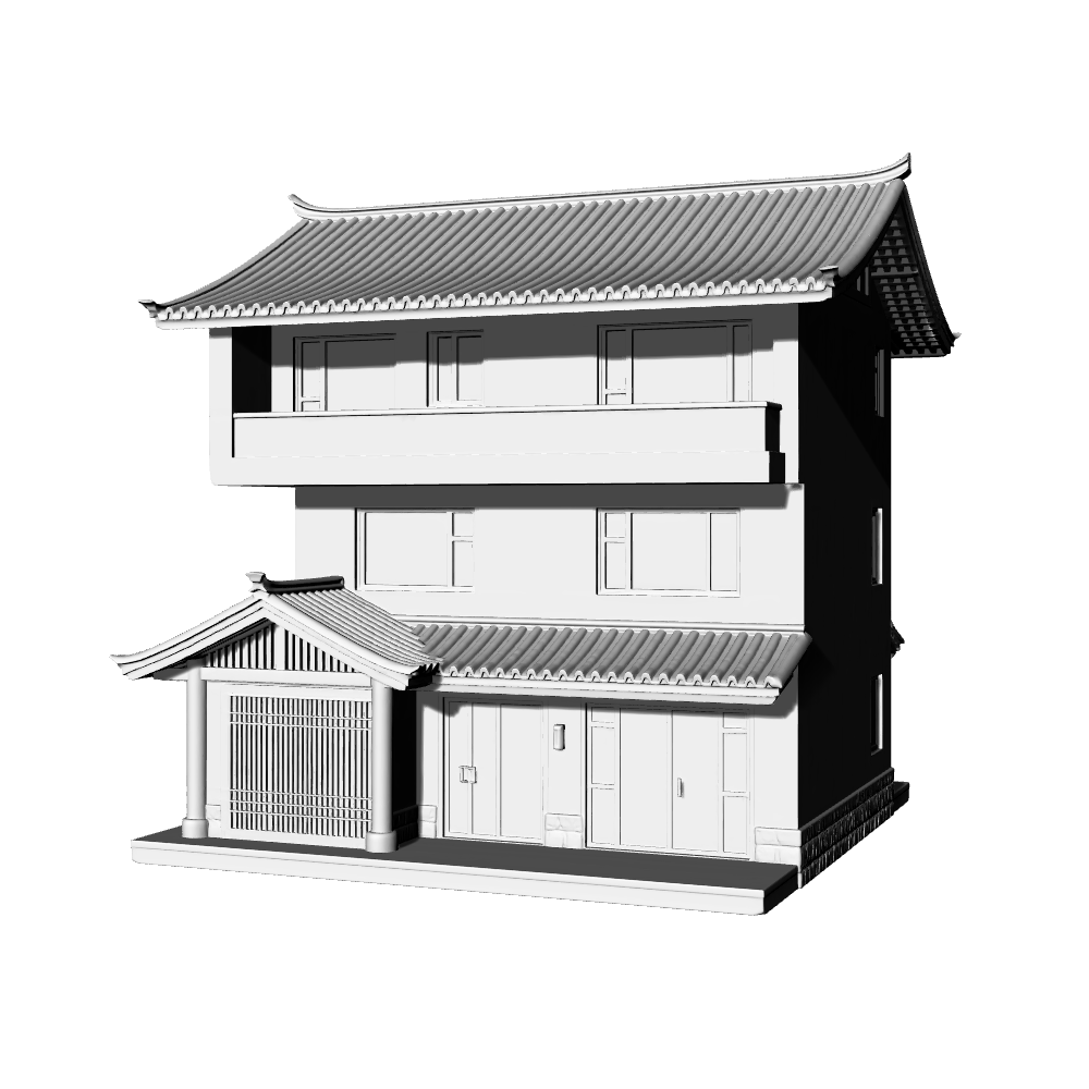 MRY-SFW LYTB639A Miniature Scene Building Model New Chinese Style Rural Residential Courtyard Building Desktop Ornament 3D Print Model
