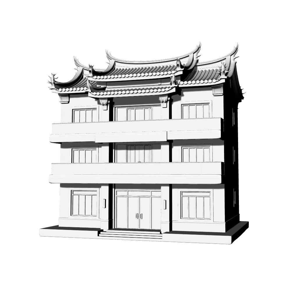 MRY-SFW LYTB639B Miniature Scene Building Model New Chinese Style Rural Residential Courtyard Building Desktop Ornament 3D Print Model