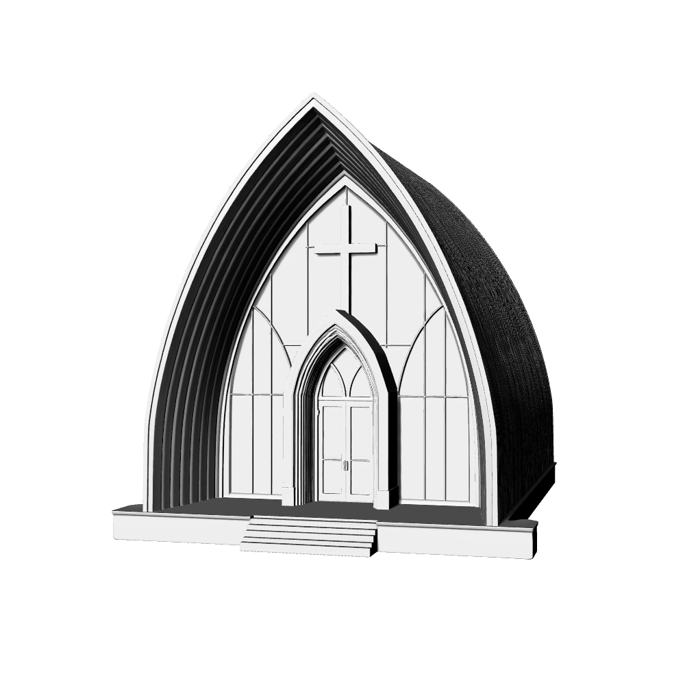MRY-SFW LYTB642A Miniature Scene Building Model Modern Minimalist Style Wedding Church Desktop Building Ornament 3D Print Model