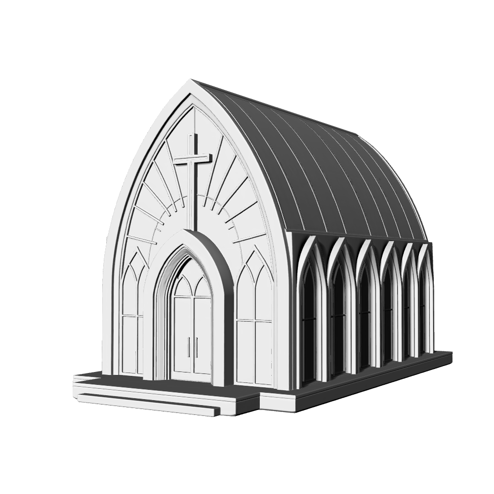 MRY-SFW LYTB642B Miniature Scene Building Model Modern Minimalist Style Wedding Church Desktop Building Ornament 3D Print Model