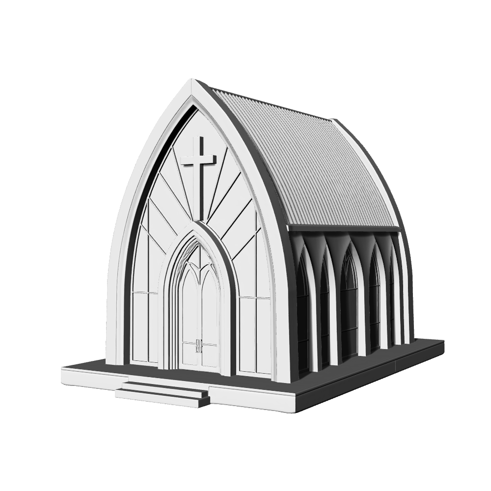 MRY-SFW LYTB642C Miniature Scene Building Model Modern Minimalist Style Wedding Church Desktop Building Ornament 3D Print Model