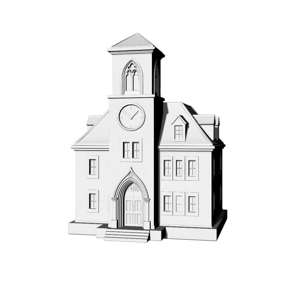 MRY-SFW LYTB646B Miniature Scene Building Model American Victorian Style Single Public Building Desktop Decorative Building Ornament 3D Print Model