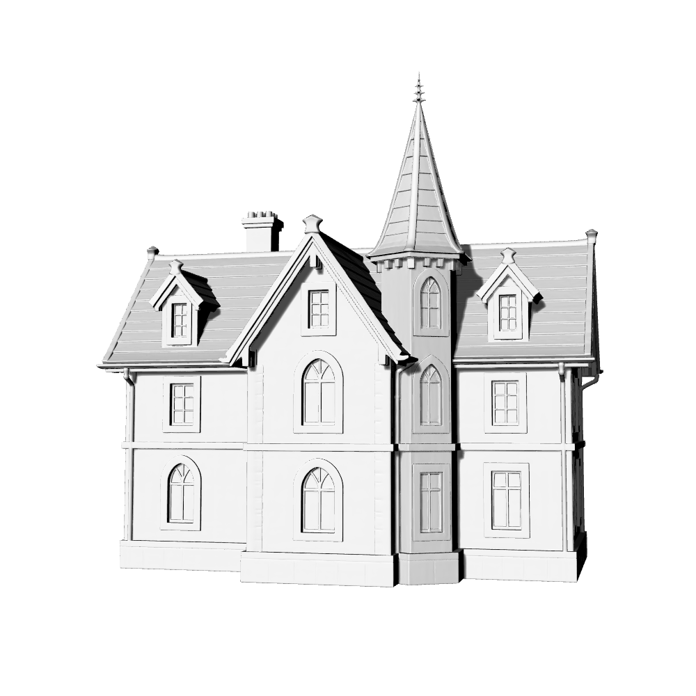 MRY-SFW LYTB647B Miniature Scene Building Model European Manor Mansion Miniature Model Creative Desktop Building Ornament 3D Print Model