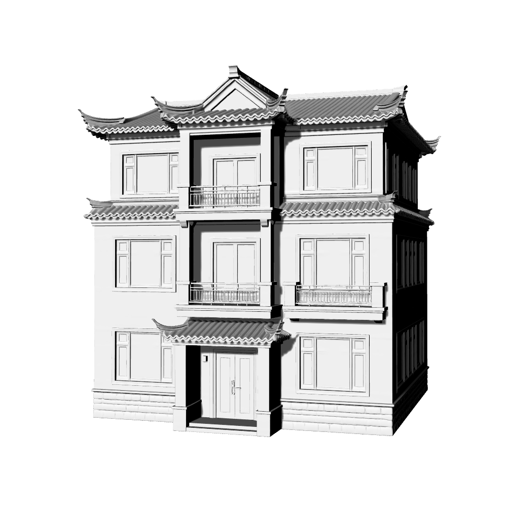 MRY-SFW LYTB654 Chinese Style Three Story Western Style House Miniature Scene Building Model Desktop Building Decoration Ancient Style Building 3D Printing Model
