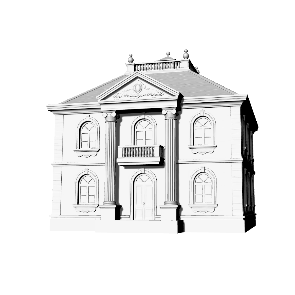 MRY-SFW LYTB663C French Classical Single Family Villa Miniature Scene Building Model Desktop Decoration Ornament 3D Printing Model