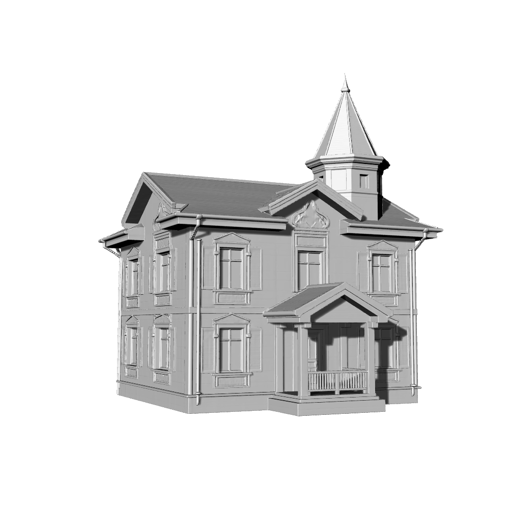 MRY-SFW LYTB667D Russian Style Two Story Folk House Sand Table Miniature Model Wooden Carved Villa Miniature Scene Building Model 3D Printing Model