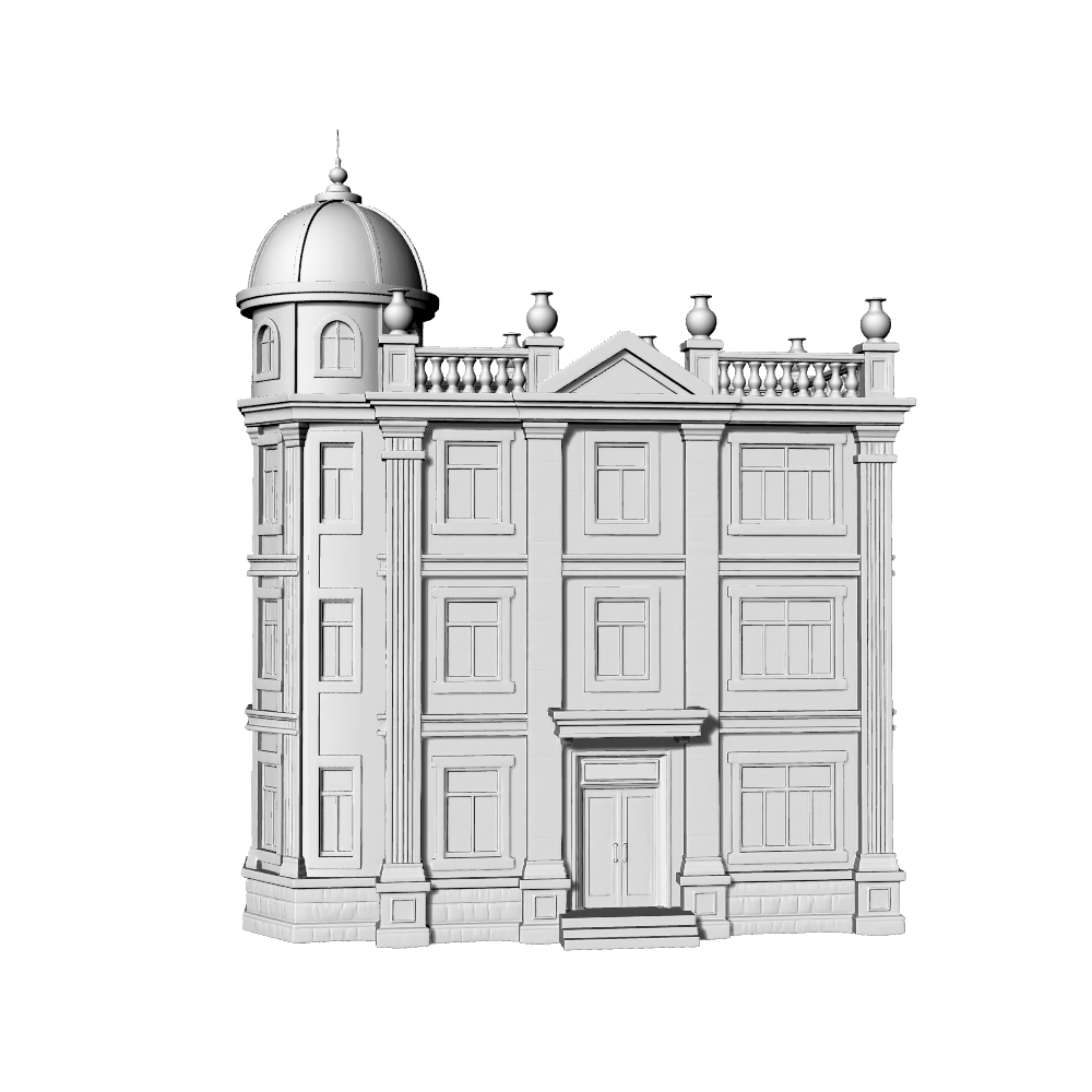 MRY-SFW LYTB668B European Neoclassical Three Story Street Corner Shop Villa Sand Table Miniature Model Miniature Scene Building Model 3D Printing Model