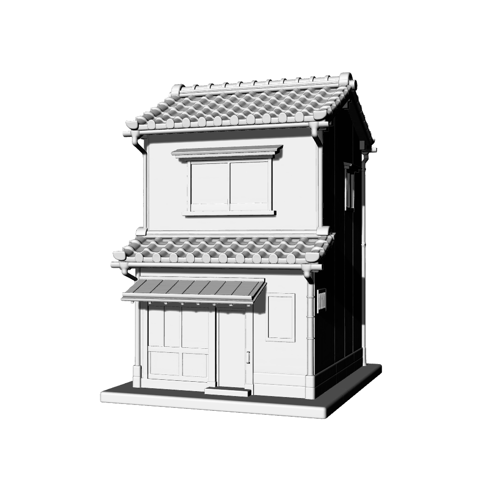 MRY-SFW LYTB672G Miniature Scene Building Model Japanese Retro Style Two Story Machiya Building Shop Residence Desktop Ornament 3D Printing Model