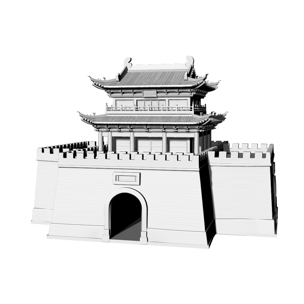 MRY-SFW LYTB678A Miniature Scene Building Model Chinese Traditional Double Eave Hip And Gable Roof City Gate Tower Desktop Ornament 3D Printing Model