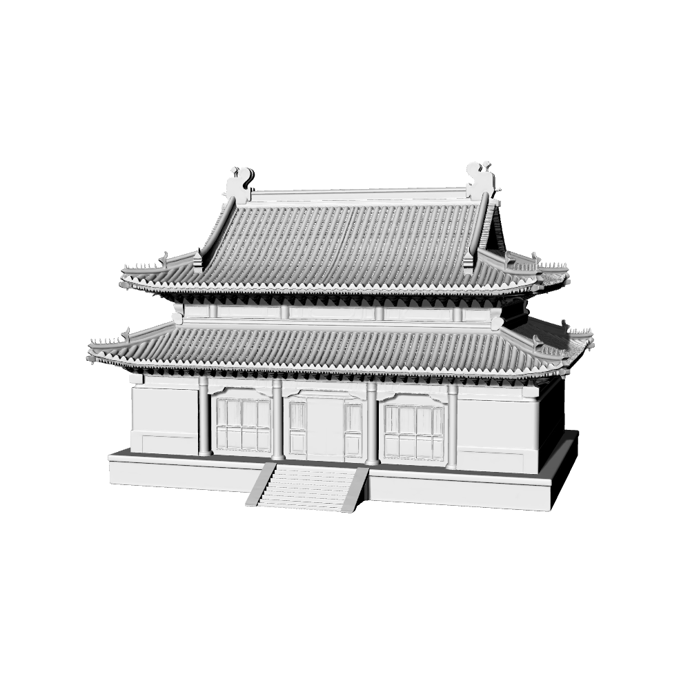 MRY-SFW LYTB680A Miniature Scene Building Model Chinese Traditional Double Eave Hip And Gable Roof Main Hall Miniature Ancient Architecture Temple Sand Table Scene Ornament 3D Printing Model