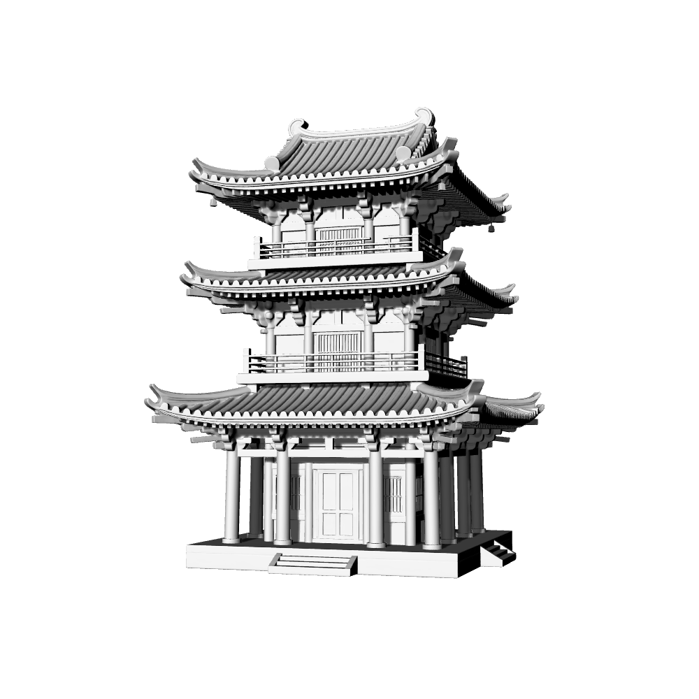 MRY-SFW LYTB681B Miniature Scene Building Model Chinese Traditional Double Eave Four Corner Spire Pavilion Miniature Ancient Architecture Pagoda Sand Table Scene Ornament 3D Printing Model