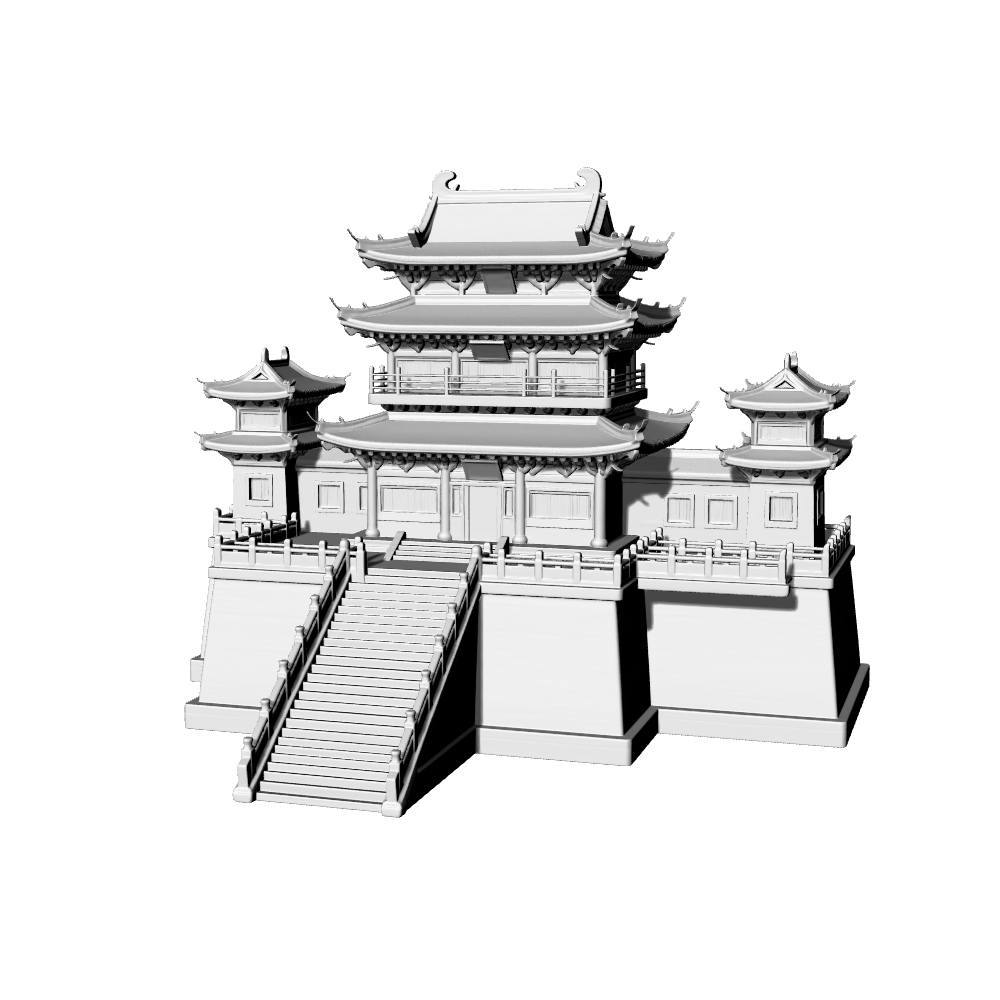 MRY-SFW LYTB682D Miniature Scene Building Model Chinese Traditional High Platform Double Eave Pavilion With Corner Towers Miniature Ancient Architecture Sand Table Scene Ornament 3D Printing Model