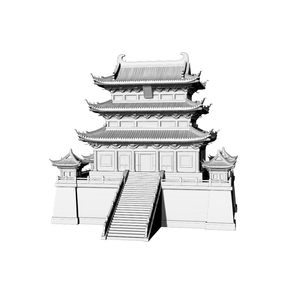 MRY-SFW LYTB682E Miniature Scene Building Model Chinese Traditional High Platform Double Eave Pavilion With Corner Towers Miniature Ancient Architecture Sand Table Scene Ornament 3D Printing Model