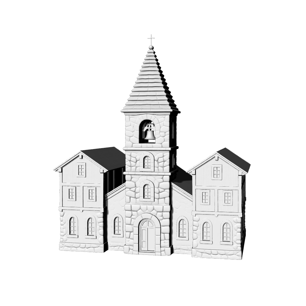 MRY-SFW LYTB684E Miniature Scene Building Model European Medieval Rural Church Vintage European Church Architecture Miniature Model 3D Printing Model