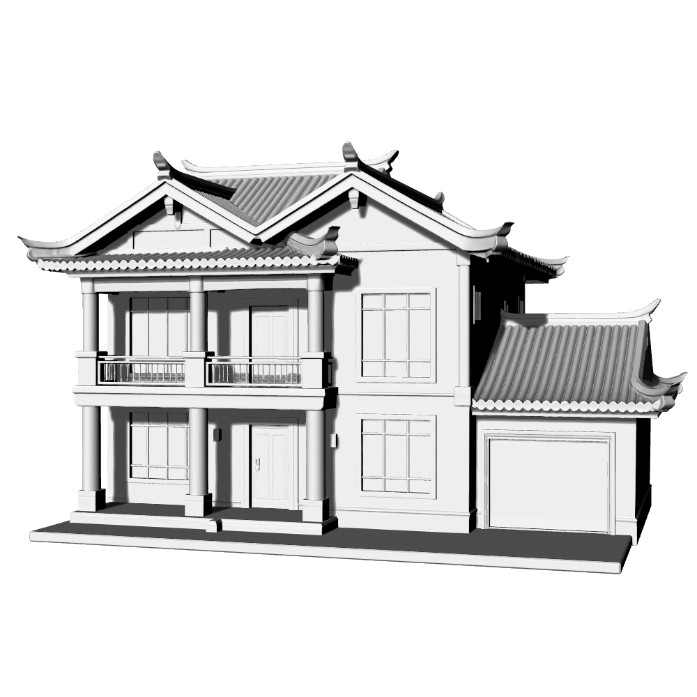 MRY-SFW LYTB686A Miniature Scene Building Model Modern New Chinese Style Detached Villa Miniature Rural Self Built House Sand Table Ornament 3D Printing Model