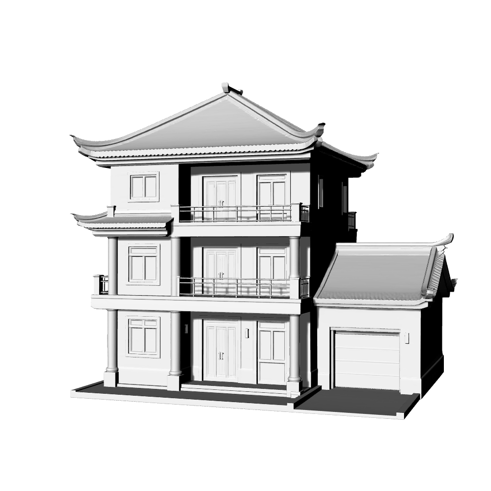 MRY-SFW LYTB686B Miniature Scene Building Model Modern New Chinese Style Detached Villa Miniature Rural Self Built House Sand Table Ornament 3D Printing Model