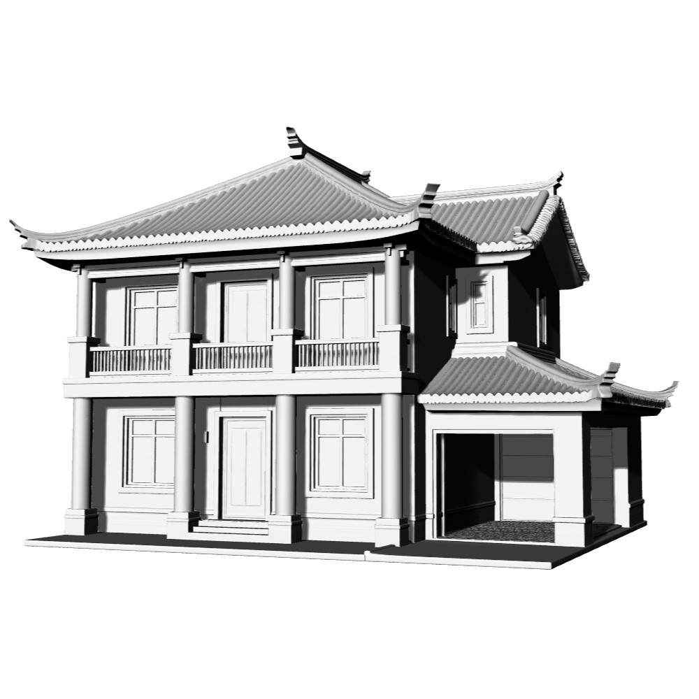 MRY-SFW LYTB686C Miniature Scene Building Model Modern New Chinese Style Detached Villa Miniature Rural Self Built House Sand Table Ornament 3D Printing Model