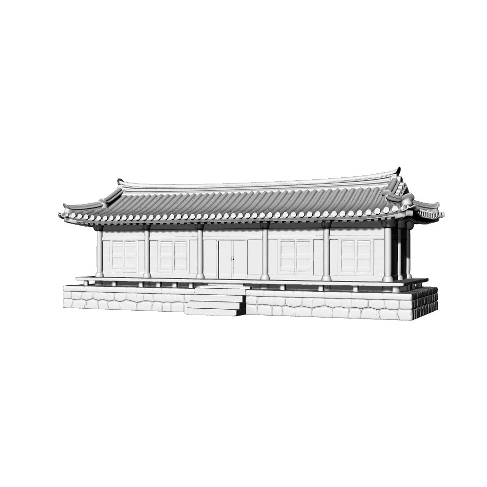 MRY-SFW LYTB695A Miniature Scene Building Model Traditional Hanok Korean Traditional Single Storey Colonnade Building Sand Table Building Ornament 3D Printing Model