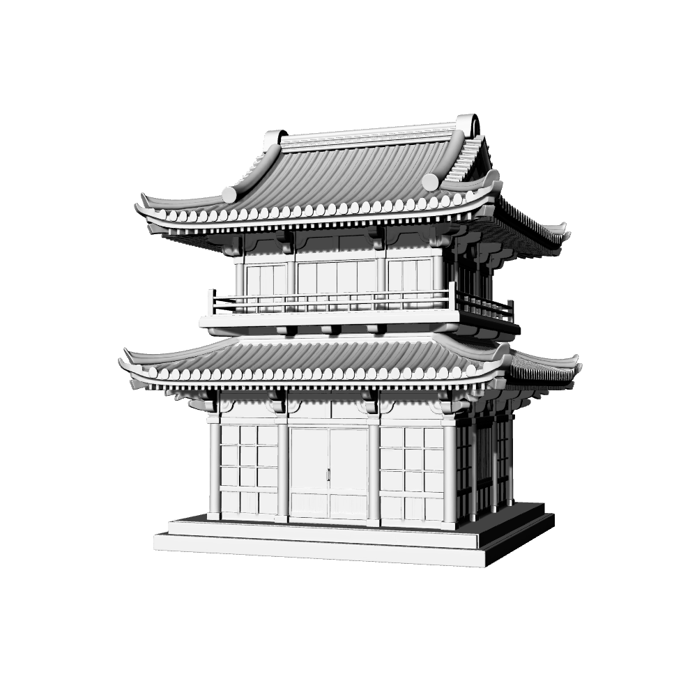 MRY-SFW LYTB696C Miniature Scene Building Model Japanese Traditional Pavilion Building Japanese Building Ornament 3D Printing Model