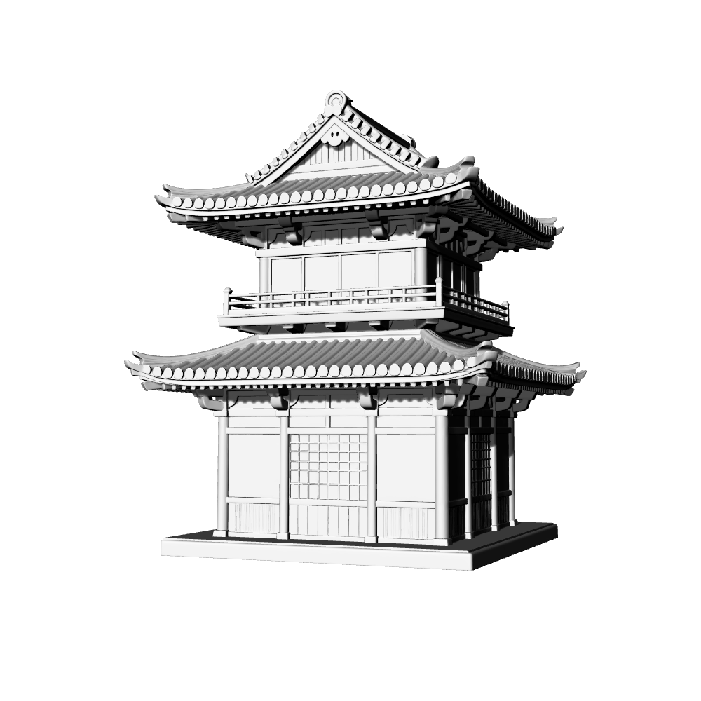 MRY-SFW LYTB696D Miniature Scene Building Model Japanese Traditional Pavilion Building Japanese Building Ornament 3D Printing Model