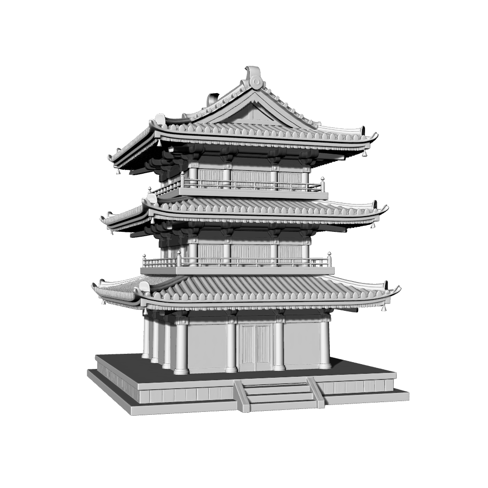 MRY-SFW LYTB696E Miniature Scene Building Model Japanese Traditional Pavilion Building Japanese Building Ornament 3D Printing Model