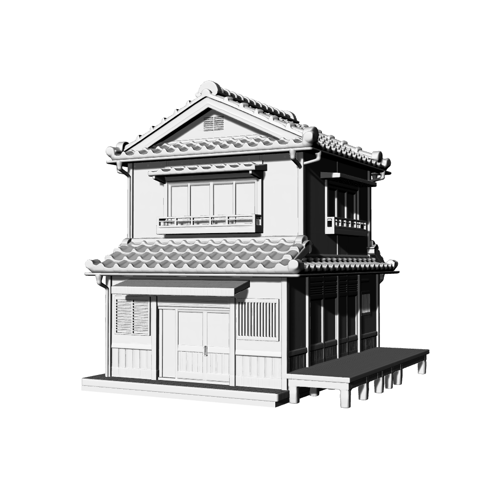 MRY-SFW LYTB697G Miniature Scene Building Model Japanese Traditional Machiya Building Civilian Residence Japanese Building Ornament 3D Printing Model