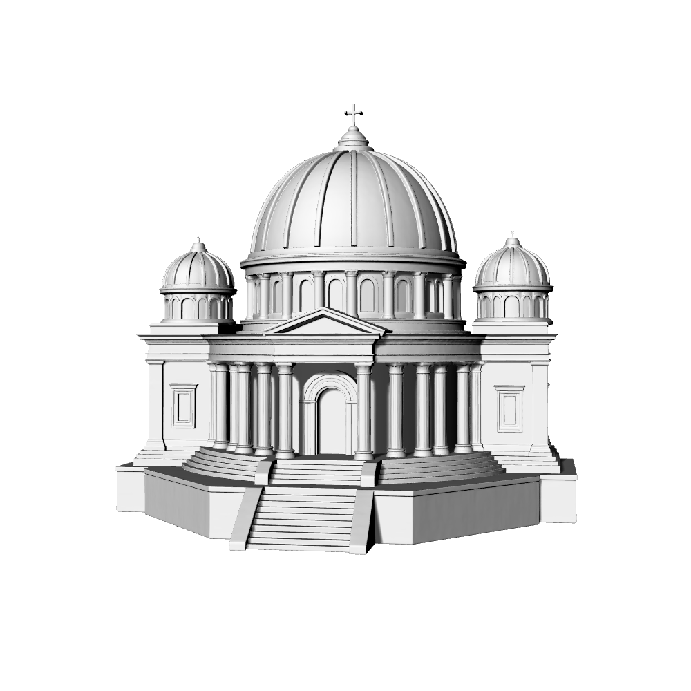 MRY-SFW LYTB703A Miniature Scene Building Model European Neoclassical Religious Building Sand Table Scene Model 3D Printing Model