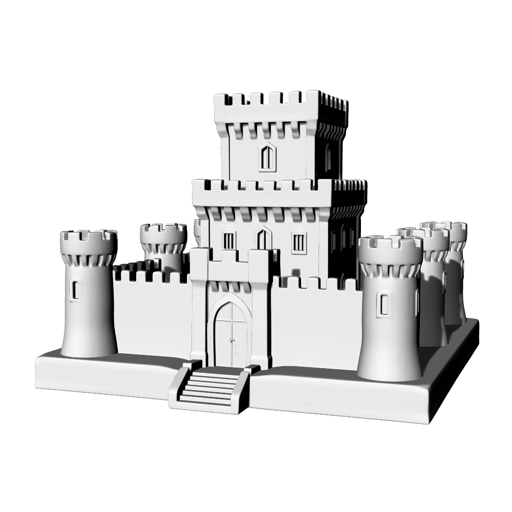 MRY-SFW LYTB707A Miniature Scene Building Model European Medieval Large Masonry Defensive Building Castle Sand Table Scene Model 3D Printing Model