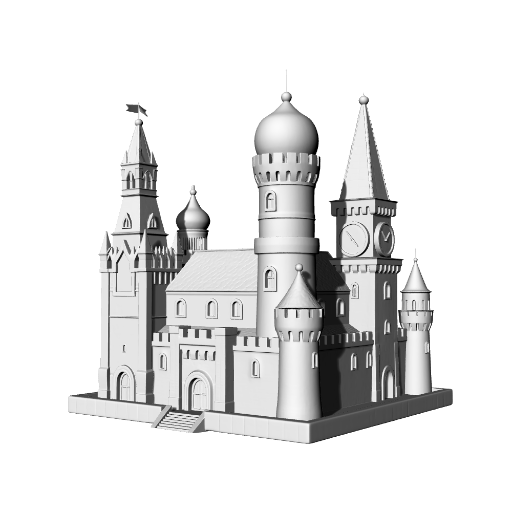 MRY-SFW LYTB716E Miniature Scene Building Model European Dream Castle Clock Tower Building Model Fairy Tale Sand Table Scene Ornament 3D Printing Model