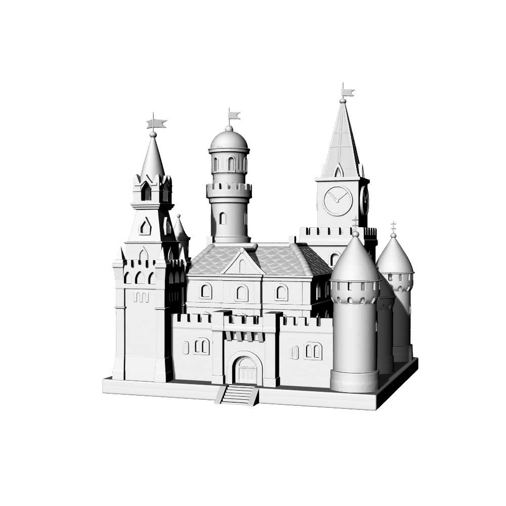 MRY-SFW LYTB716F Miniature Scene Building Model European Dream Castle Clock Tower Building Model Fairy Tale Sand Table Scene Ornament 3D Printing Model