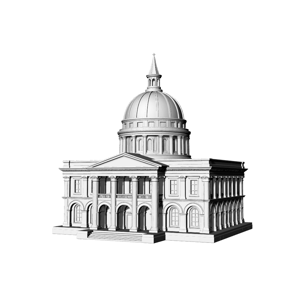 MRY-SFW LYTB719C Miniature Scene Building Model European Neoclassical Auditorium Building Desktop Ornament Model 3D Printing Model