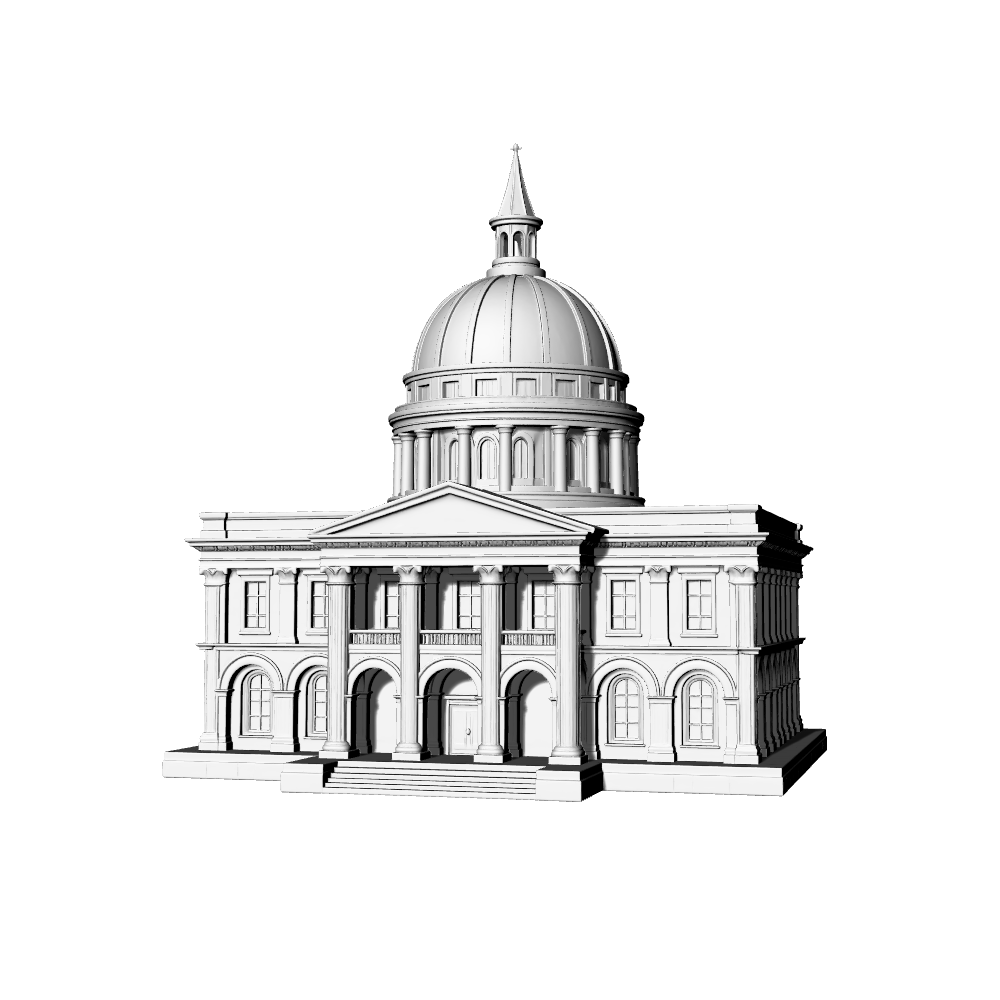MRY-SFW LYTB719D Miniature Scene Building Model European Neoclassical Auditorium Building Desktop Ornament Model 3D Printing Model