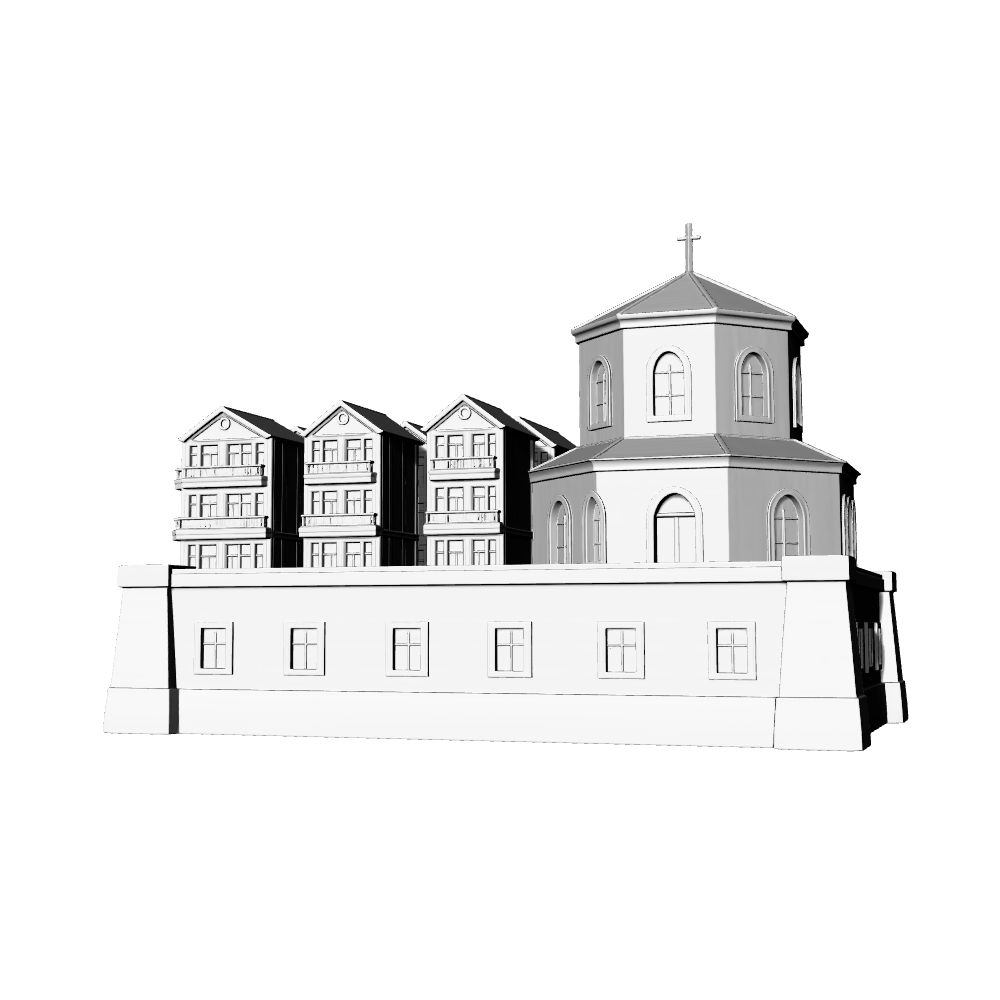 MRY-SFW LYTB722 Miniature Scene Building Model European Town Building Complex Model Church Residential Wall Miniature Ornament 3D Printing Model
