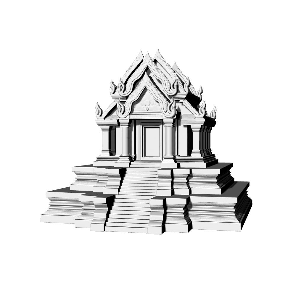 MRY-SFW LYTB728C Miniature Scene Building Model Southeast Asian Cambodia Khmer Style Angkor Wat Style Small Shrine Temple 3D Printing Model