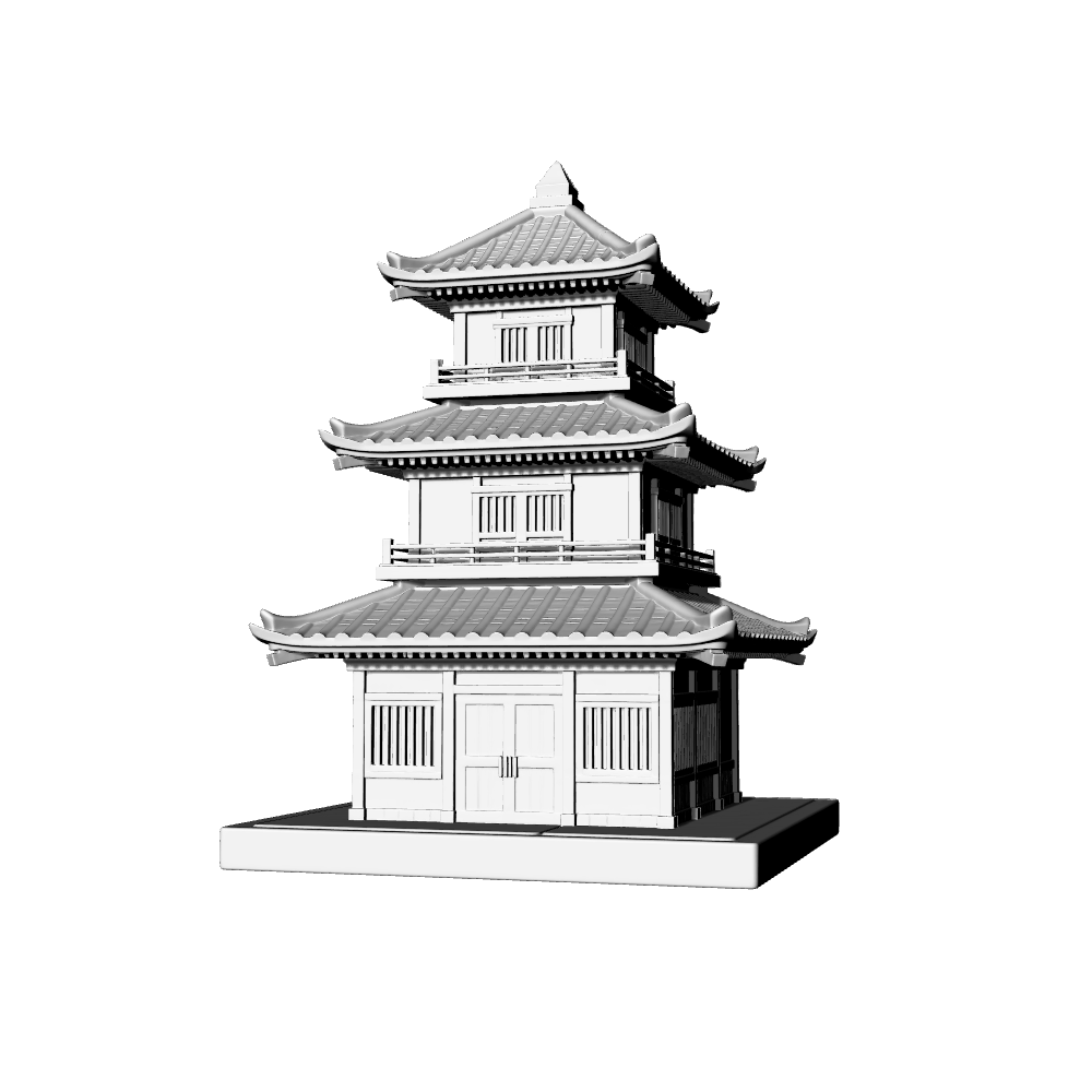 MRY-SFW LYTB734D Miniature Scene Building Model East Asian Style Three Story Multi Eaves Pavilion Chinese Style Architecture Model Desktop Ornament 3D Printing Model