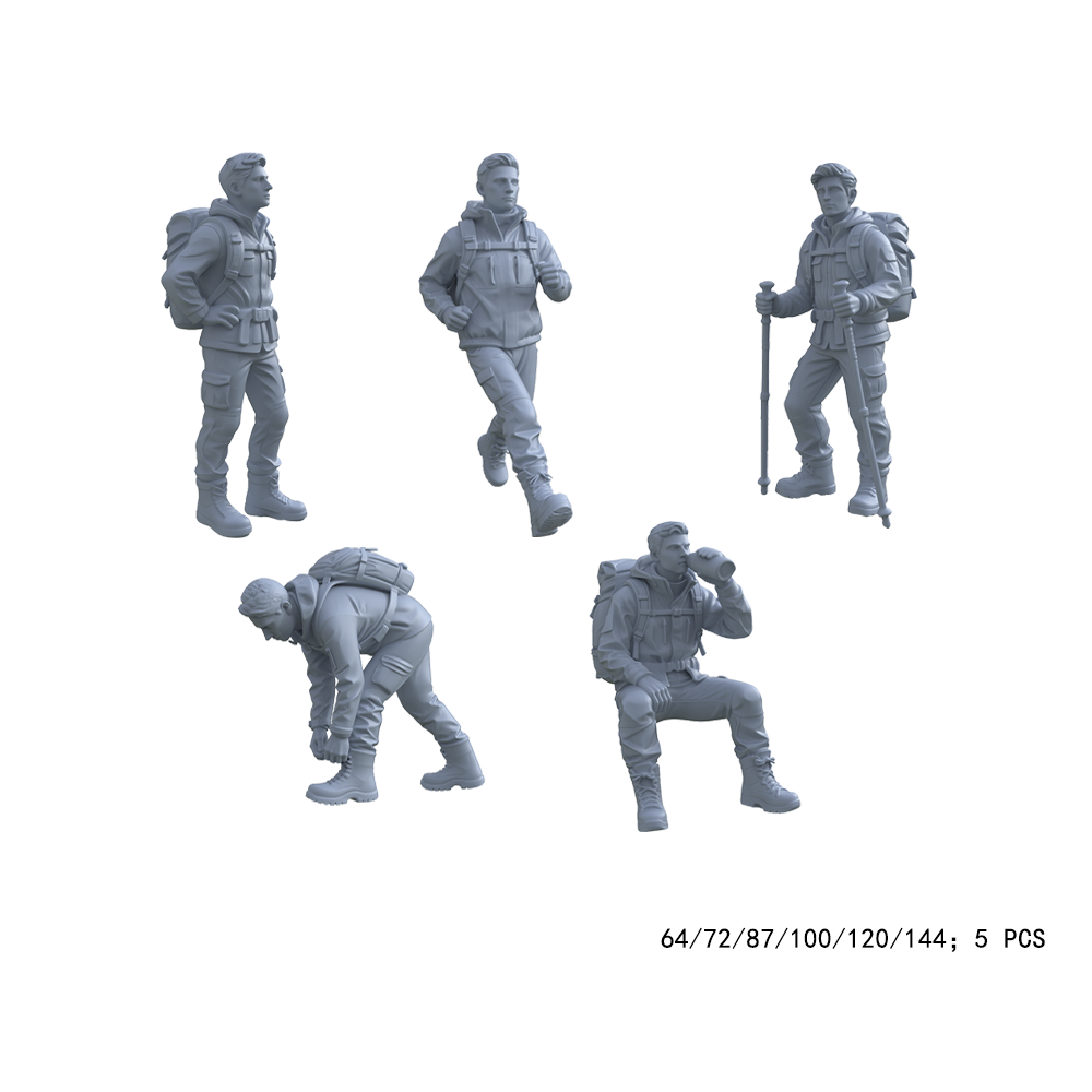 Yao's Studio LYTR003 Ultra-Realistic Mountain Climber Resin Figurines Set of 5 ¨C Dynamic Poses with Professional Gear Details. Perfect for Outdoor Adventure Displays & Enthusiast Collections 1set