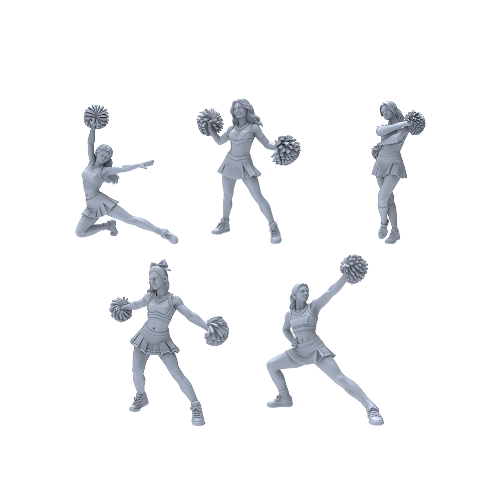 Yao's Studio LYTR034 Cheerleading Performance Scene Resin Miniature Model 5-Piece Set - Cheerleader Figures Unpainted DIY Model Painting Sports Event Scene Decor 1set