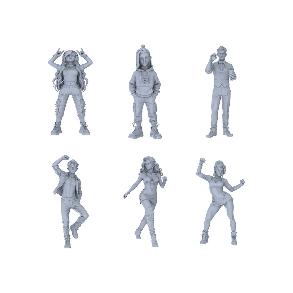 Yao's Studio LYTR048 Nightclub Party Scene Resin Miniature Model 6-Figure Set - Dancers & Service Staff Unpainted DIY Model Painting Party Scene Decor 1set